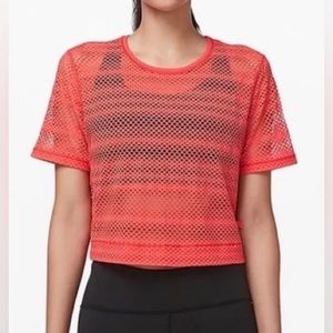 LULULEMON SWEAT YOUR HEART OUT MESH CROPPED TOP